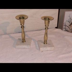 2pc. Baldwin candle holder with marble base